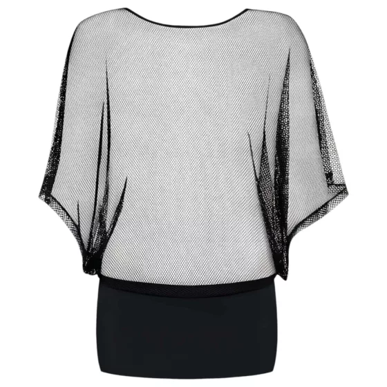 Obsessive - priesvitné mini šaty a tangá - čierna - L/XL