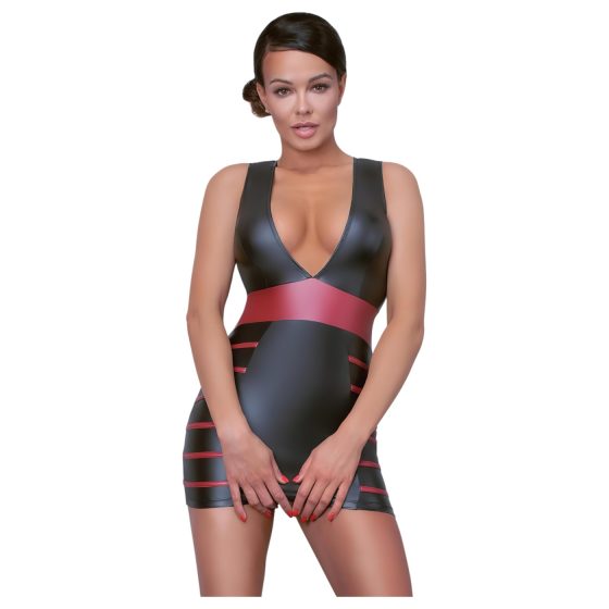 Cottelli Party - pruhované, priliehavé šaty (čierno-červené) - XL