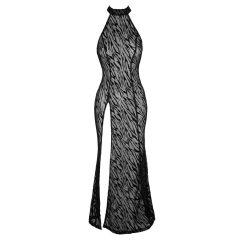   Noir - dlhé šaty s tigrími pruhmi a zapínaním vpredu (čierne)