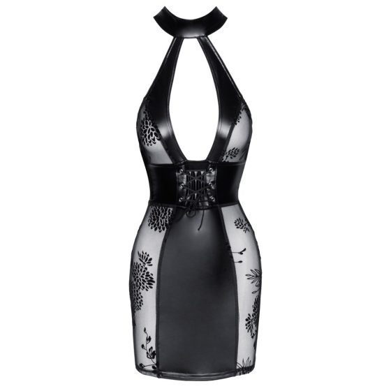 Noir - mini šaty so šnurovacím výstrihom (čierne)