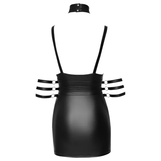 Cottelli Bondage - mini šaty na krk - lesklé - čierne
