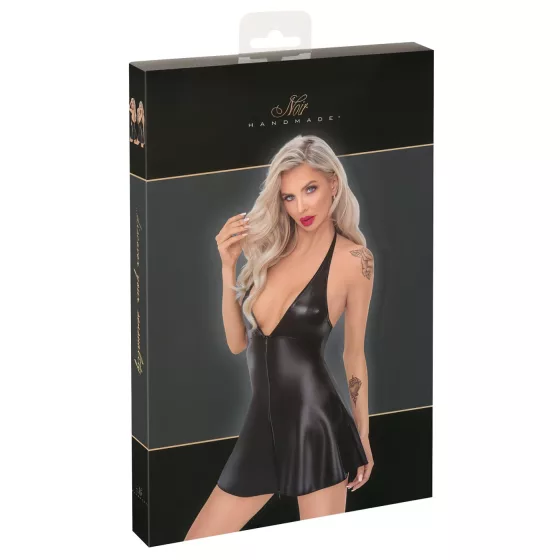 Noir - mini šaty s topom - hadia koža vzor - čierne - L