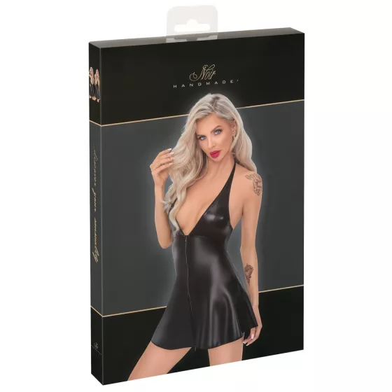 Noir - mini šaty s topom - hadia koža vzor - čierne - L