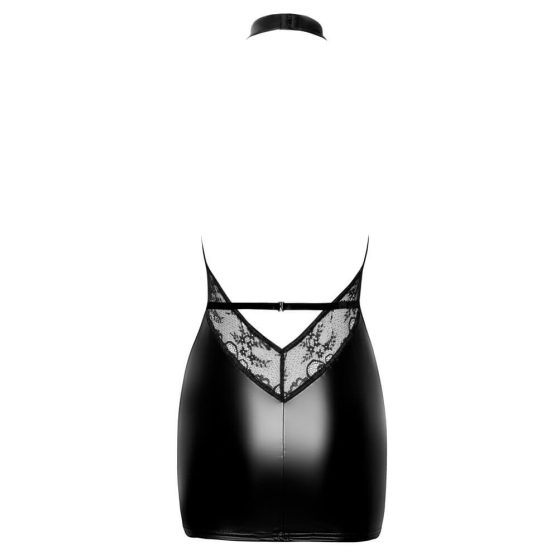 Noir - mini šaty s výstrihom vpredu a výstrihom na ramienka (čierne)
