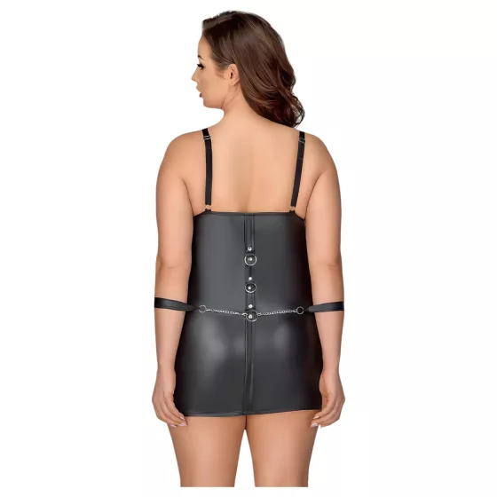 Cottelli - plus size erotické šaty s putami - čierne