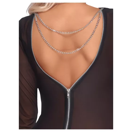 Cottelli Party - krátke priesvitné šaty na zips - čierne