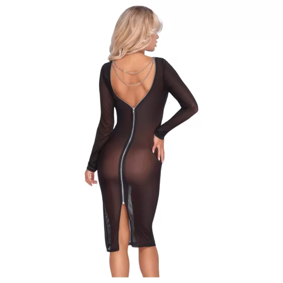 Cottelli Party - krátke priesvitné šaty na zips - čierne - L