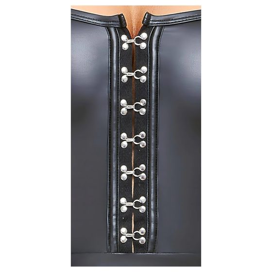 Cottelli - lesklé minišaty s plisovanou sukňou (čierne) - M