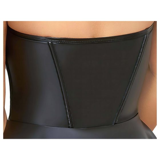 Cottelli - lesklé minišaty s plisovanou sukňou (čierne) - M