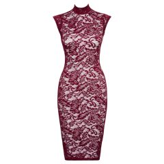   Cottelli - erotické čipkované priesvitné šaty - bordové