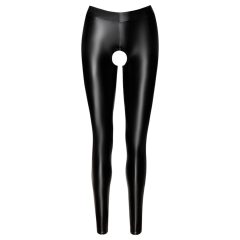 Noir - nyitott, fényes leggings (fekete)