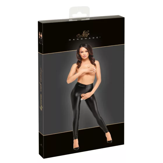 Noir - otvorené, lesklé legíny (čierne) - M