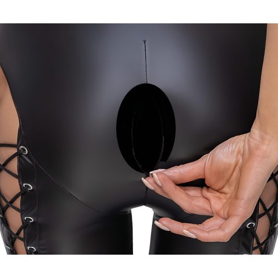 Cottelli Party - čierny halter kombiné s korzetovým šnurovaním - XL