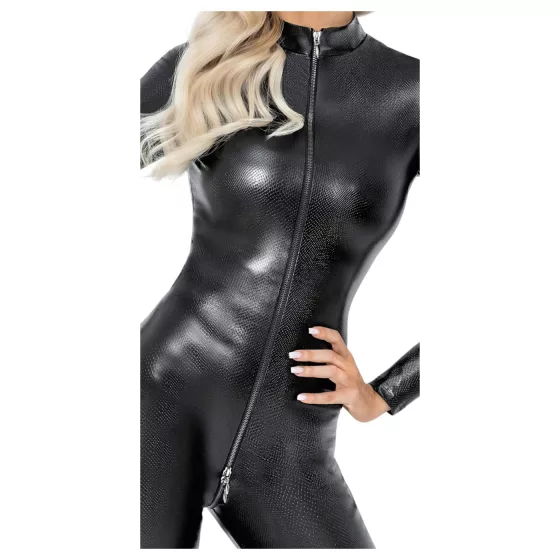 Noir - dámsky overal - dlhý strih - hadí vzor - čierny