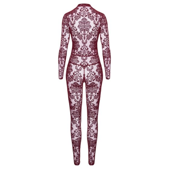 Noir Kink Royal - transparentný catsuit - červená