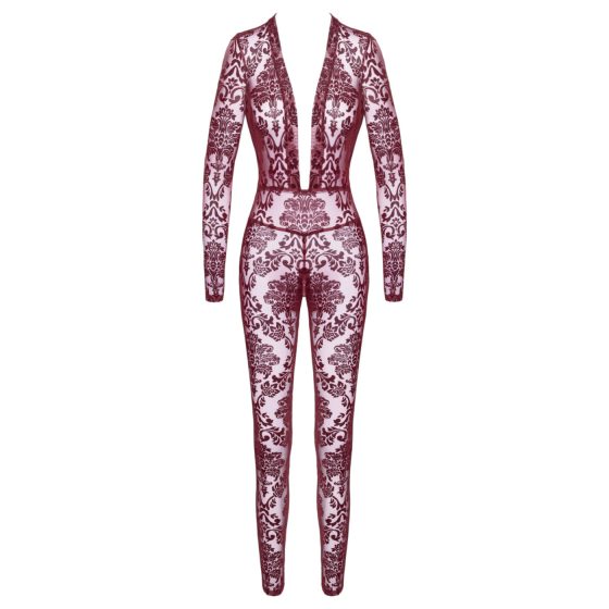 Noir Kink Royal - transparentný catsuit - červená - M
