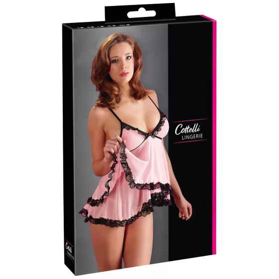 Cottelli - babydoll - čipkovaný, volánikový - čierny