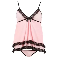Cottelli - babydoll - čipkovaný, volánikový - čierny
