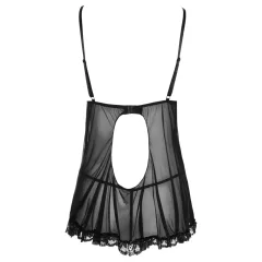   Cottelli - babydoll košieľka - čipkovaná, volánová - čierna