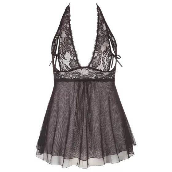 Cottelli Plus Size - babydoll košieľka s čipkou - čierna