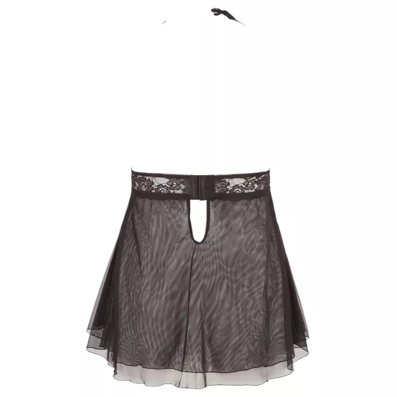 Cottelli Plus Size - babydoll košieľka s čipkou - čierna - 3XL