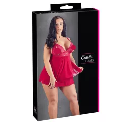   Cottelli Plus Size - erotická babydoll košieľka - čipkovaná - červená