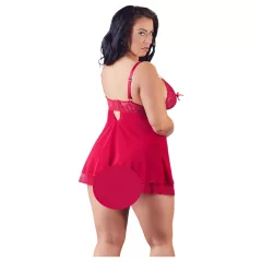  Cottelli Plus Size - erotická babydoll košieľka - čipkovaná - červená
