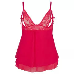   Cottelli Plus Size - erotická babydoll košieľka - čipkovaná - červená