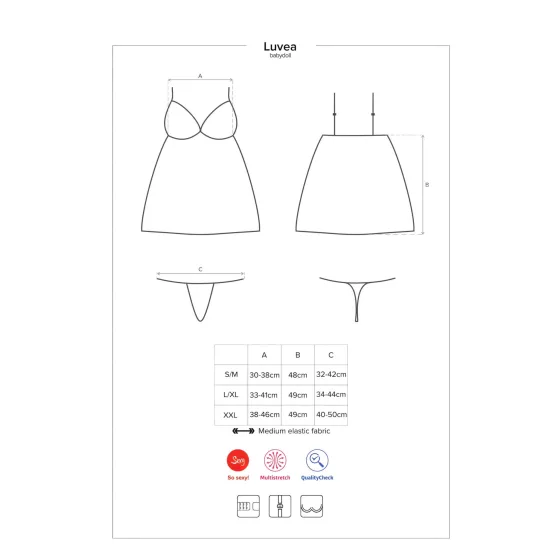 Obsessive - nočná košieľka s kvetinami a kamienkami - čierna tanga - L/XL