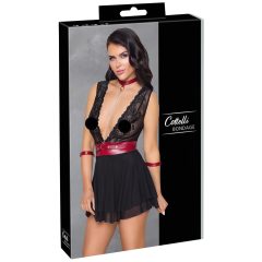 Cottelli Bondage - čipkované babydoll s golierom (čierne)