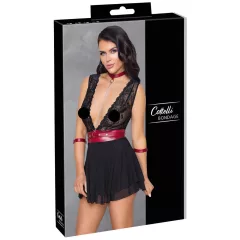   Cottelli Bondage - čipkované babydoll s golierom (čierne) - M