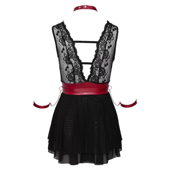 Cottelli Bondage - čipkované babydoll s golierom (čierne) - L