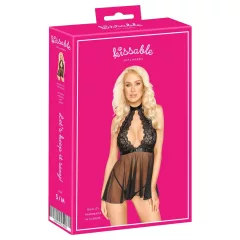 Kissable - babydoll s golierom - čipka - čierna