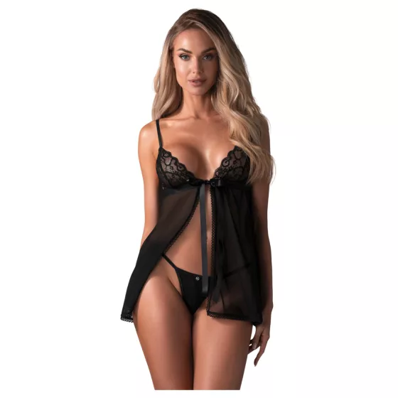 Obsessive - babydoll súprava - čipkovaná - čierna - M/L