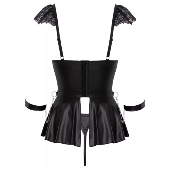 Cottelli Bondage - čipkované minišaty s putami (čierne) - L