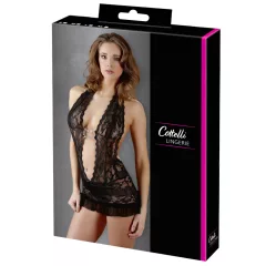   Cottelli - dámske čipkované mini šaty s golierom - čierne