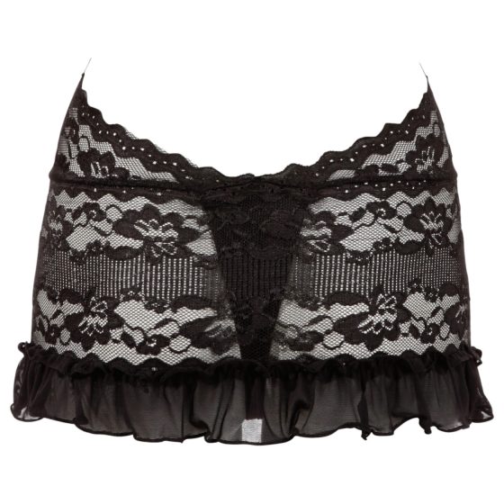 Cottelli - Čipkované mini s nákrčníkom (čierne)