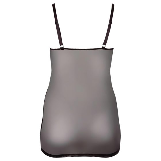 Cottelli Plus Size - čipkovaná priehľadná nočná košieľka (čierna)