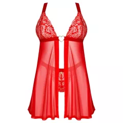   Obsessive Elianes - čipkovaný babydoll set (červený) - M/L