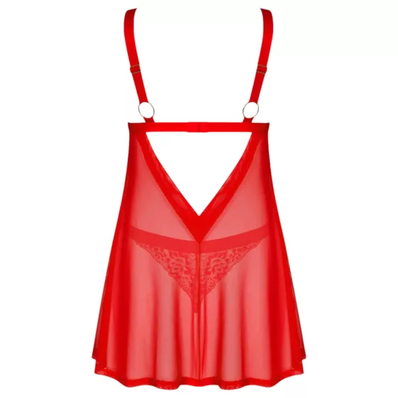 Obsessive Elianes - čipkovaný babydoll set (červený) - XL/XXL