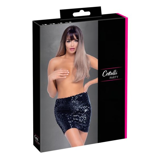 Cottelli Party - lesklá, flitrovaná sukňa (čierna)