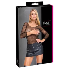 Cottelli - koženková minisukňa so zipsom (čierna)