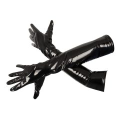 Black Level - lesklé lakované rukavice (čierne)