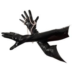 Black Level - extra dlhé lakované rukavice (čierne)