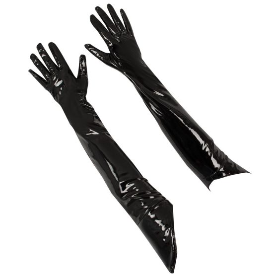 Black Level - extra dlhé lakované rukavice (čierne)