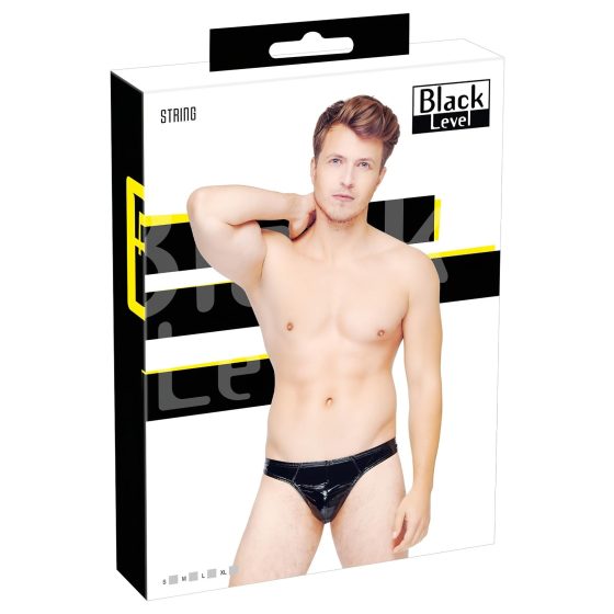 Black Level - klasický čierny lakovaný pánsky tangáče