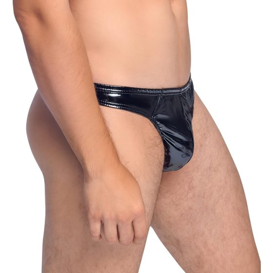 Black Level - klasický čierny lakovaný pánsky tangáče