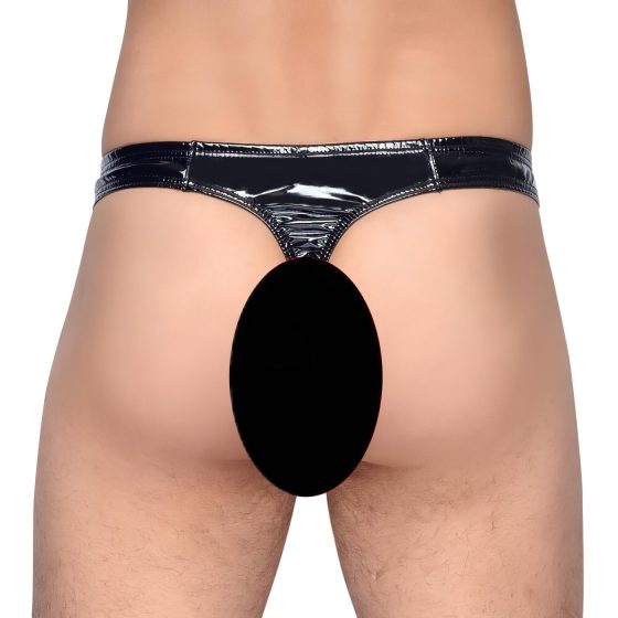 Black Level - klasický čierny lakovaný pánsky tangáče