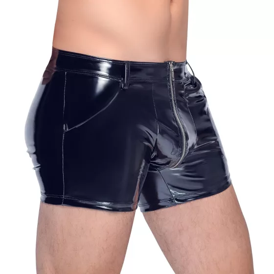 Black Level - pánske latexové šortky s bočnými vreckami - čierne - M