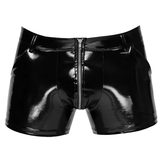 Black Level - pánske latexové šortky s bočnými vreckami - čierne - M